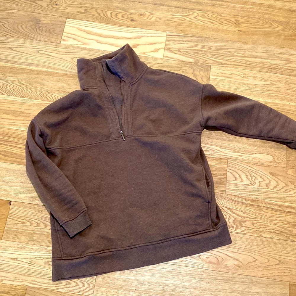 Brown zipper neck pullover